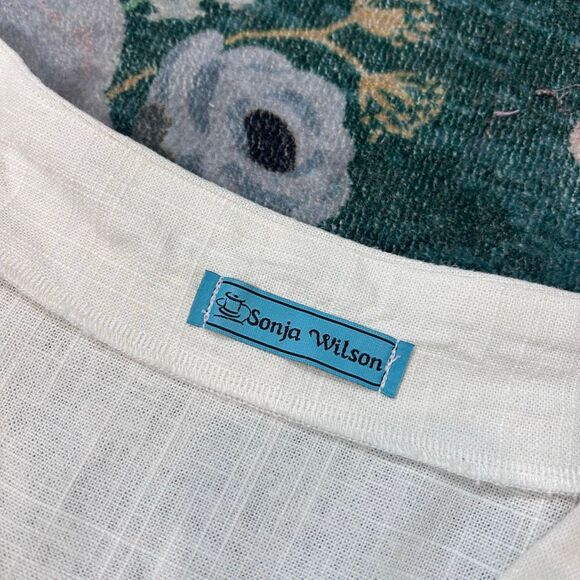 Sonja Wilson Blouse Jacket Women Large White V-Neck Button Up Pearl Button Puff - Picture 13 of 16